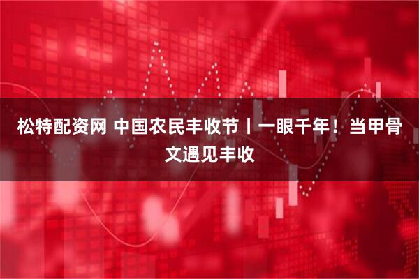 松特配资网 中国农民丰收节丨一眼千年！当甲骨文遇见丰收