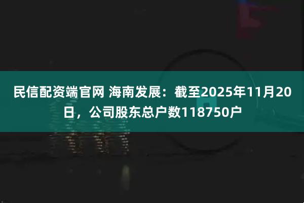 民信配资端官网 海南发展：截至2025年11月20日，公司股东总户数118750户